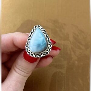 Genuine Larimar Gemstone 925 Sterling Silver Larimar Stone Ring Size 6 NWOT